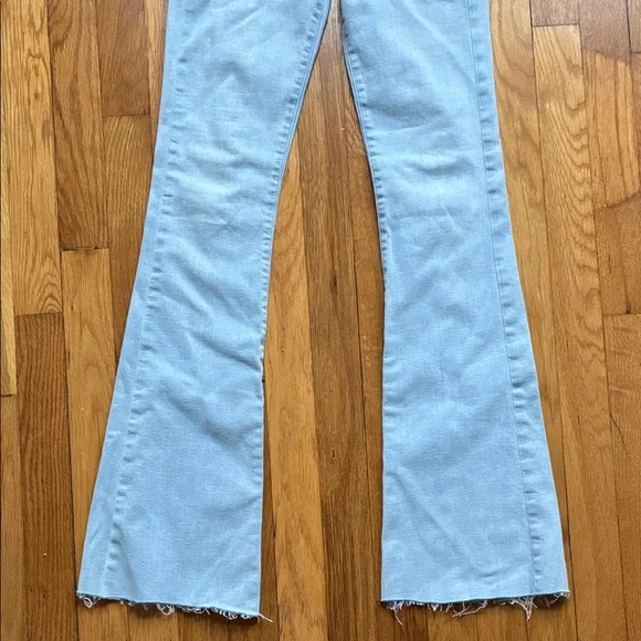 Frame Le High Flare Jeans 25 Light Wash Stretch Raw Hem Boho High Rise - Picture 5 of 14